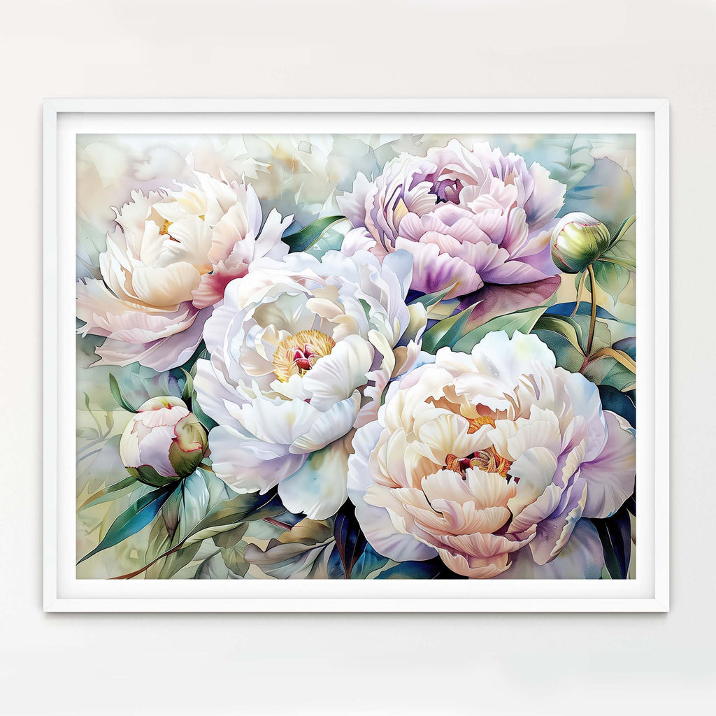 Floral Art Paper Print, Peonies