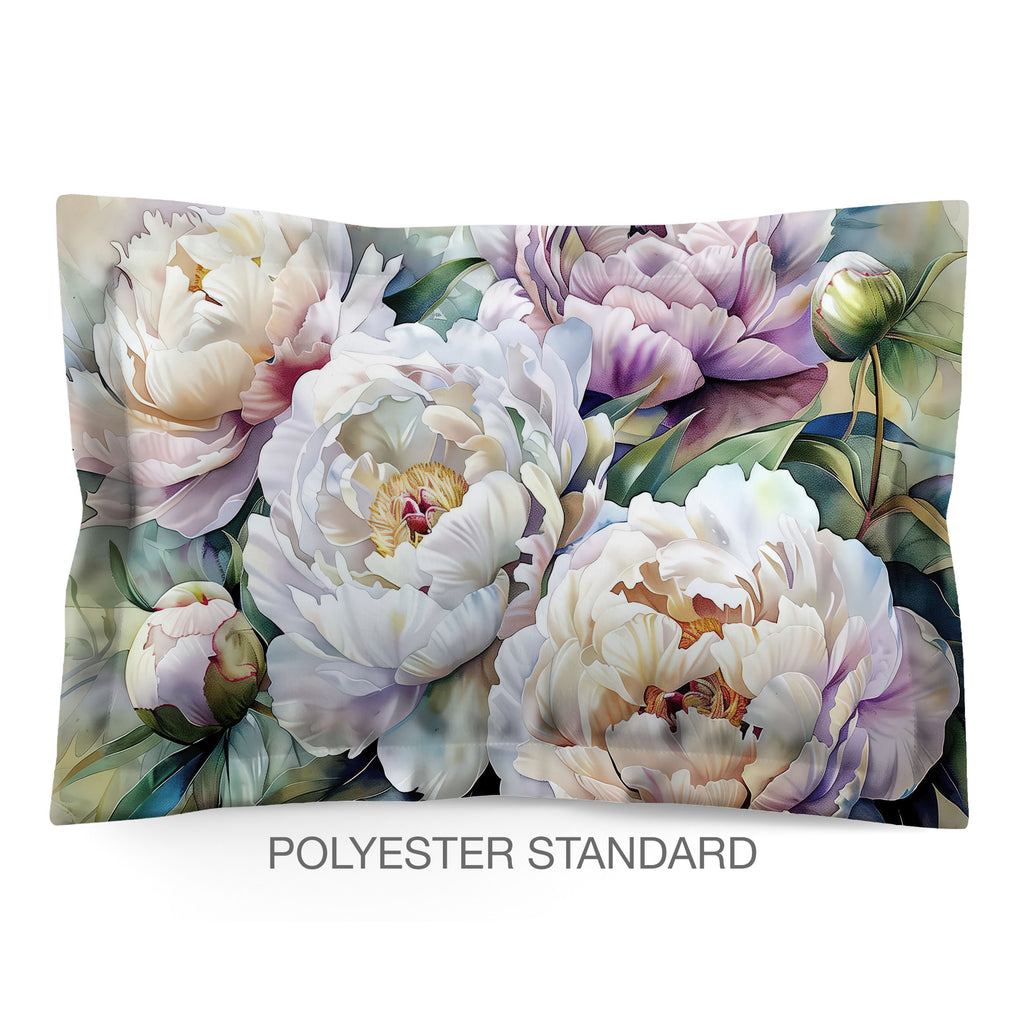 Floral Sham in Cotton or Polyester, Peonies