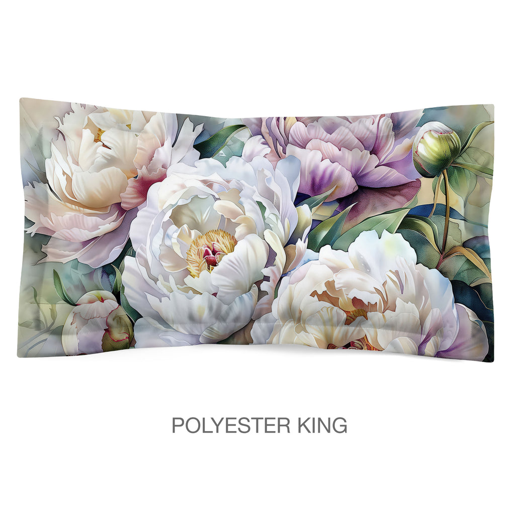 Floral Sham in Cotton or Polyester, Peonies