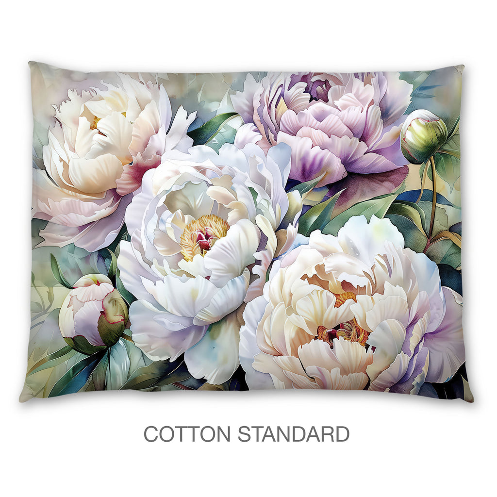 Floral Sham in Cotton or Polyester, Peonies