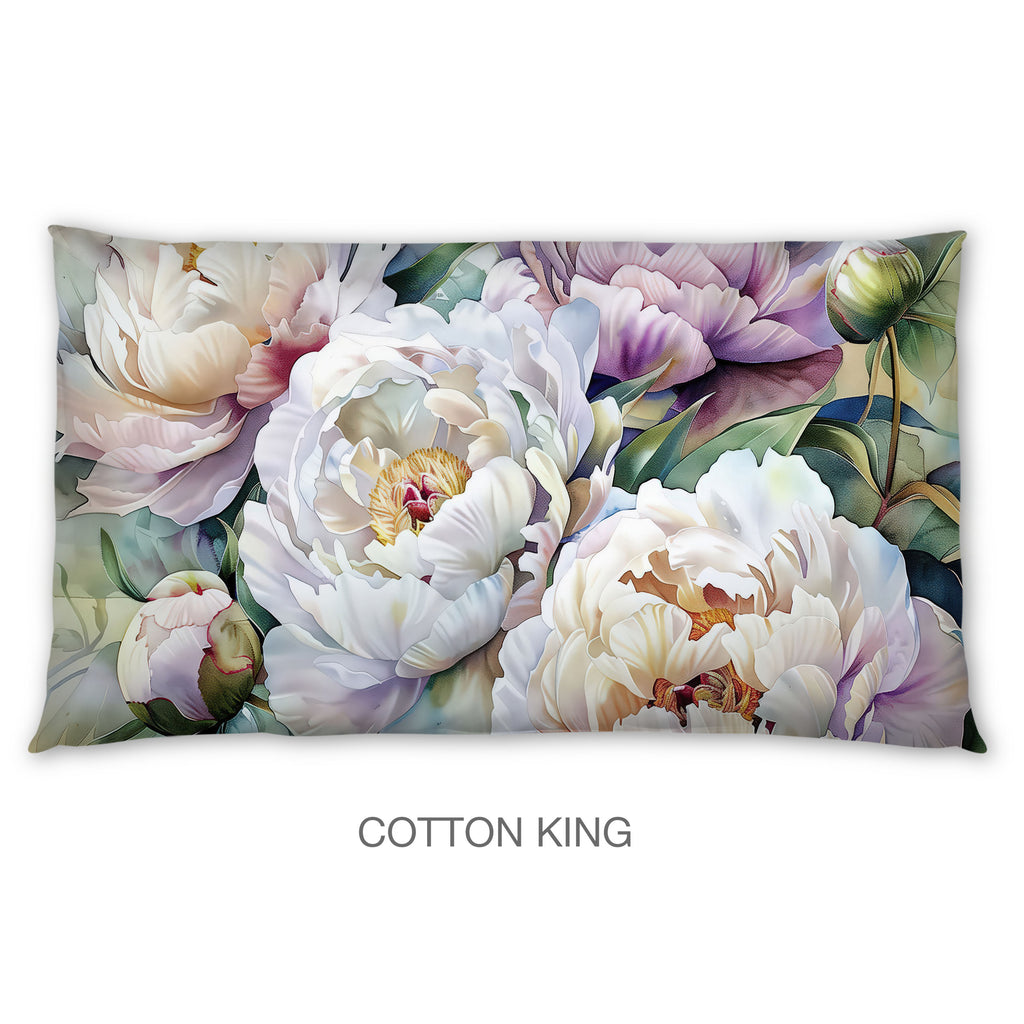 Floral Sham in Cotton or Polyester, Peonies