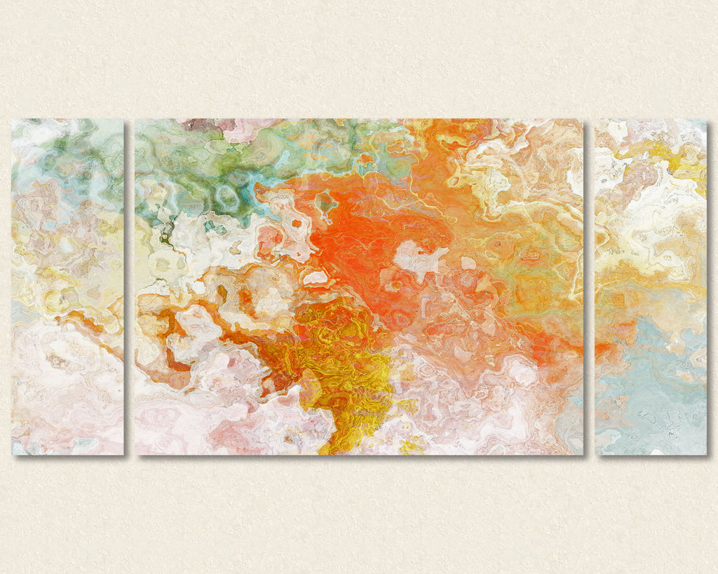 Abstract art triptych canvas print, 30x60 to 40x78 Peony