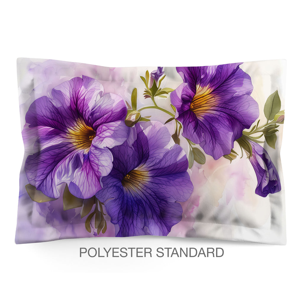 Floral Sham in Cotton or Polyester, Petunias