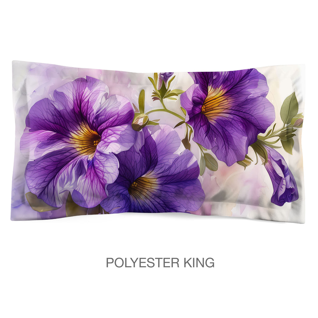 Floral Sham in Cotton or Polyester, Petunias