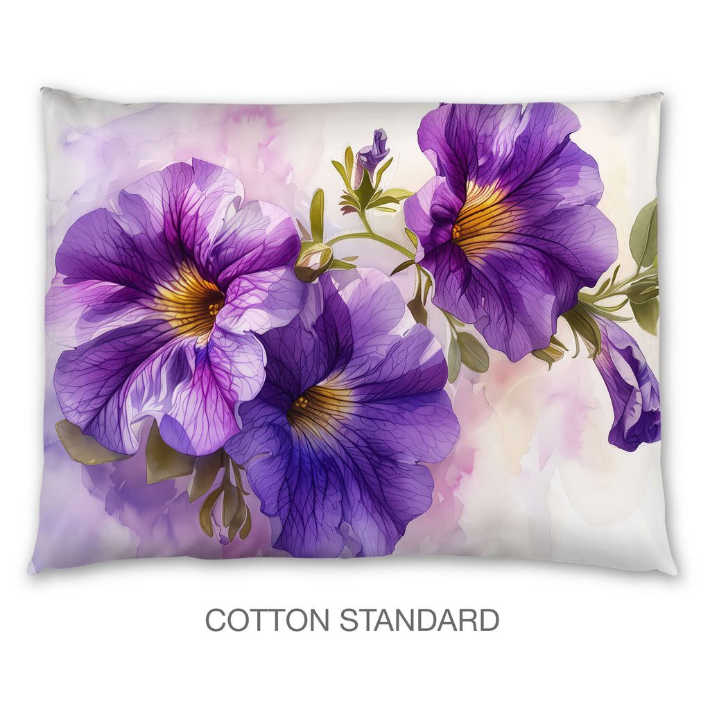 Floral Sham in Cotton or Polyester, Petunias
