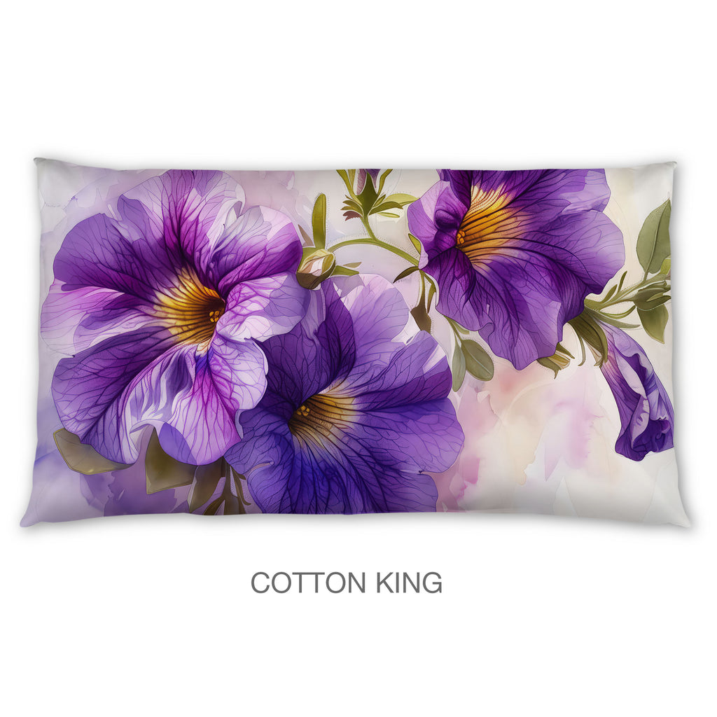 Floral Sham in Cotton or Polyester, Petunias