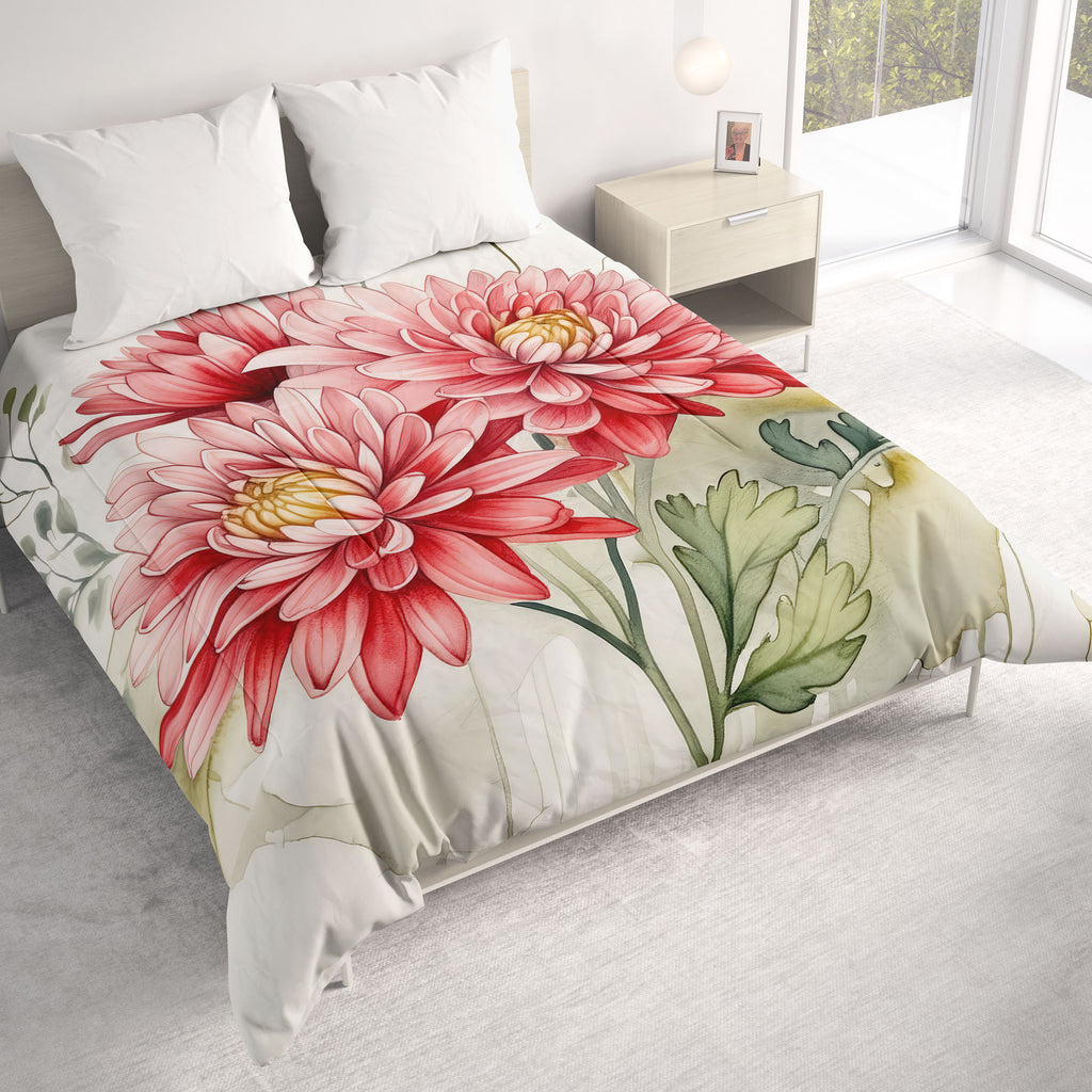 Floral Comforter, Pink Chrysanthemum 