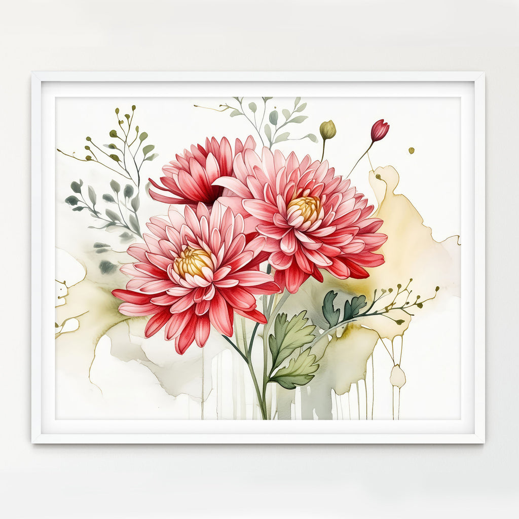 Floral Art Paper Print, Pink Chrysanthemum 