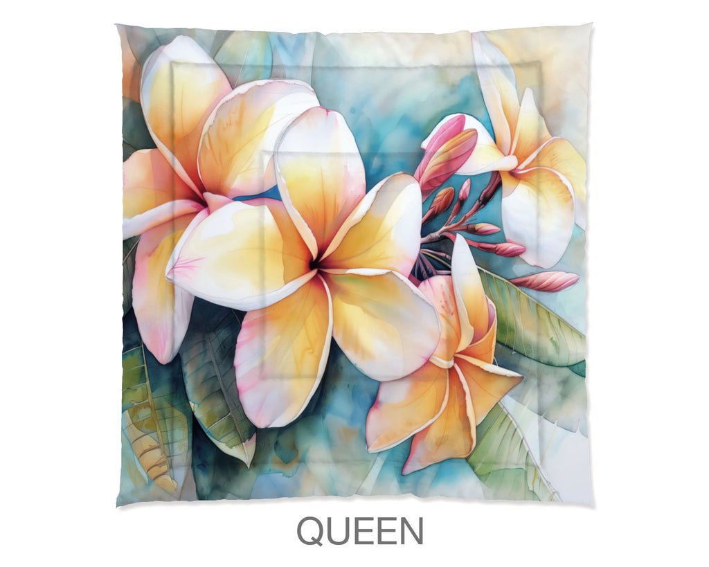Floral Comforter, Plumeria Frangipani