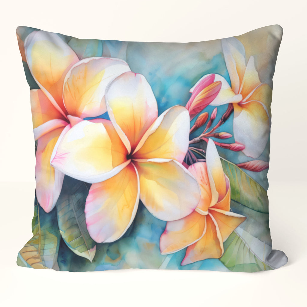 Floral Pillow Cover, Plumeria Frangipani