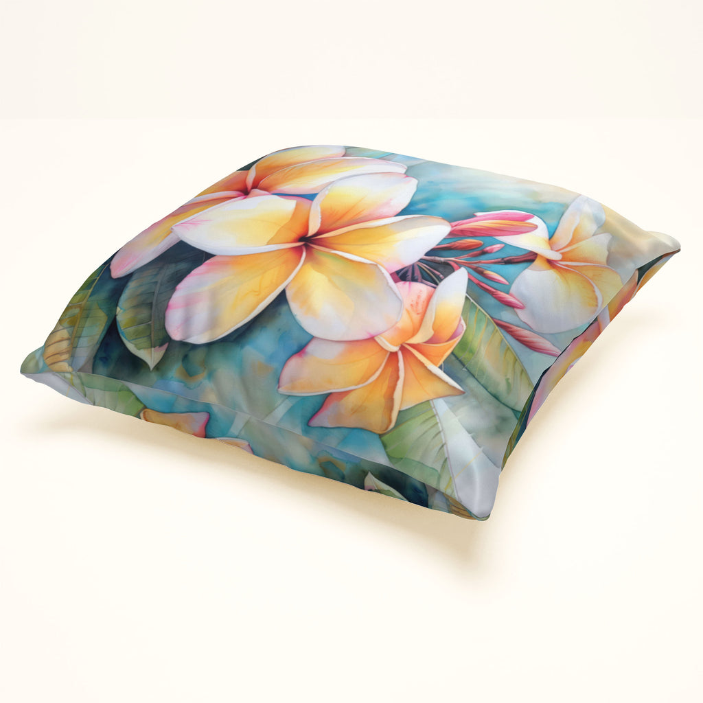 Floral Pillow Cover, Plumeria Frangipani
