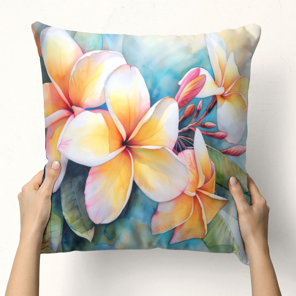 Floral Pillow Cover, Plumeria Frangipani