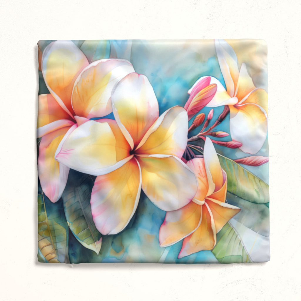 Floral Pillow Cover, Plumeria Frangipani