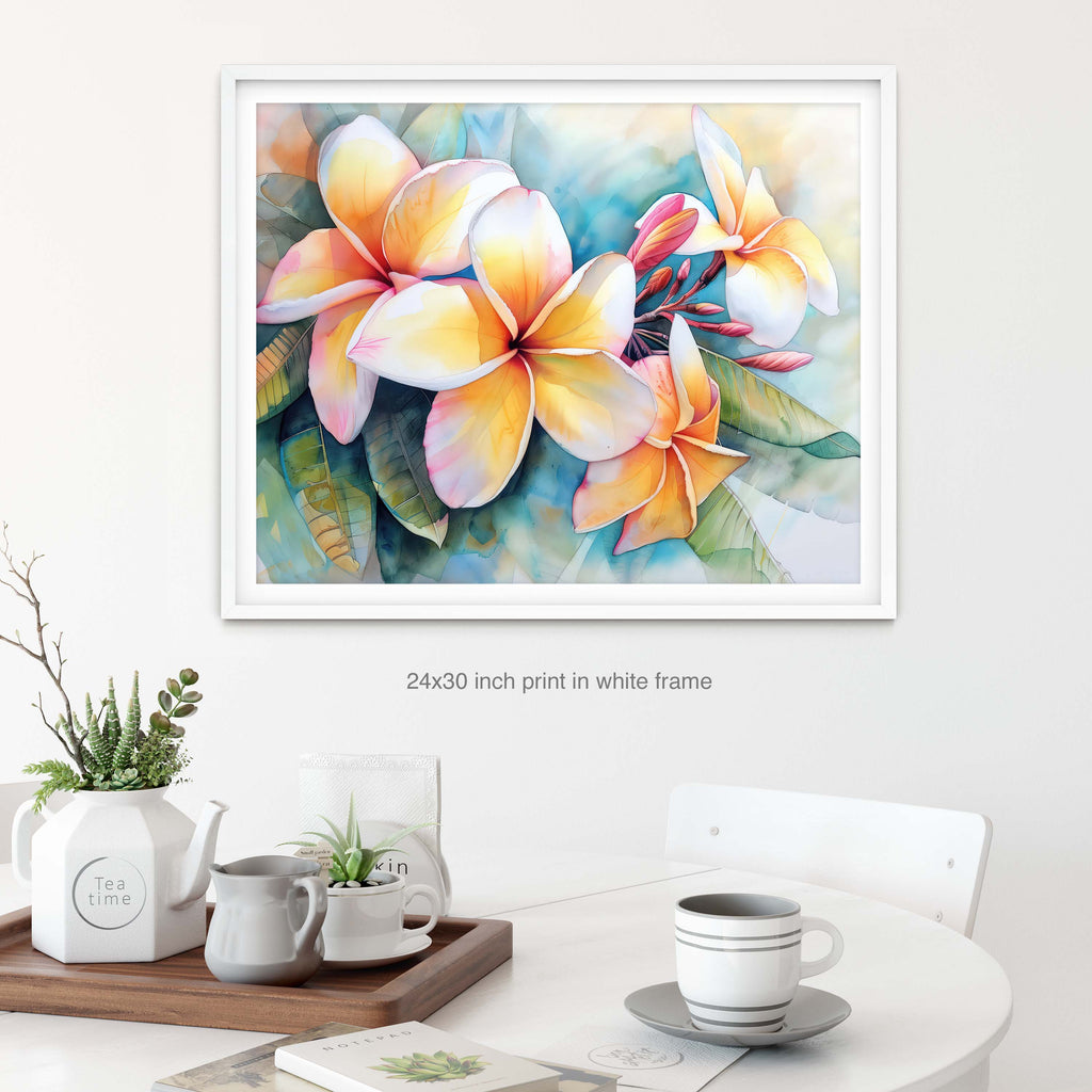 Floral Art Paper Print, Plumeria Frangipani