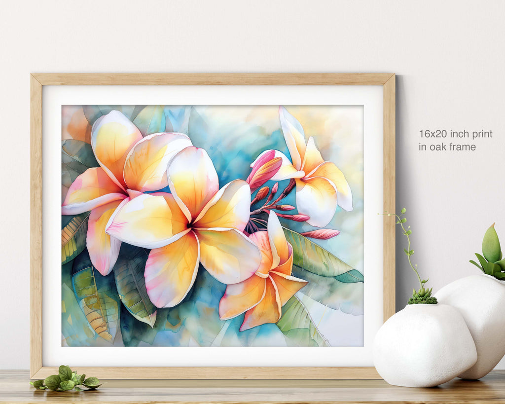 Floral Art Paper Print, Plumeria Frangipani