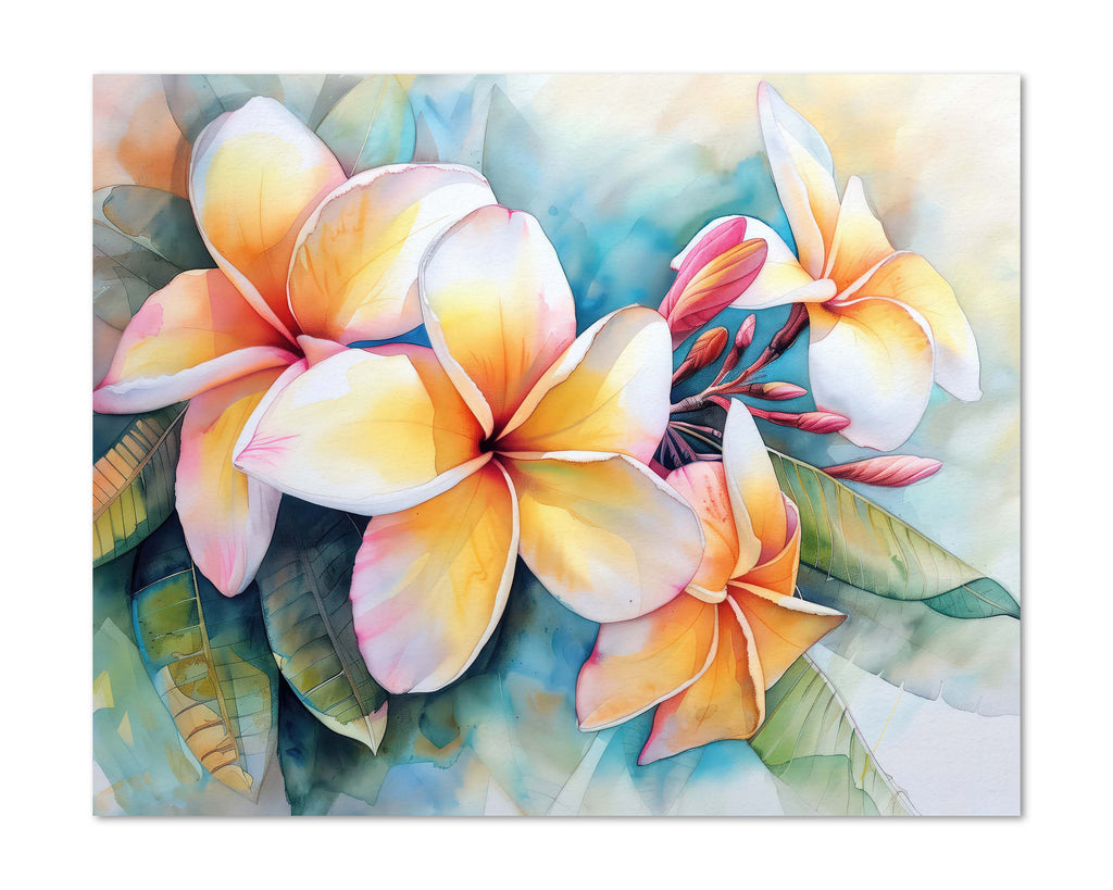 Floral Art Paper Print, Plumeria Frangipani