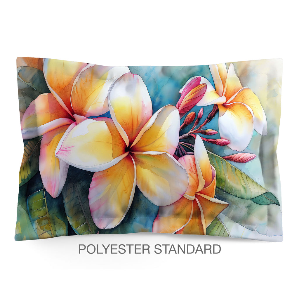 Floral Sham in Cotton or Polyester, Plumeria Frangipani