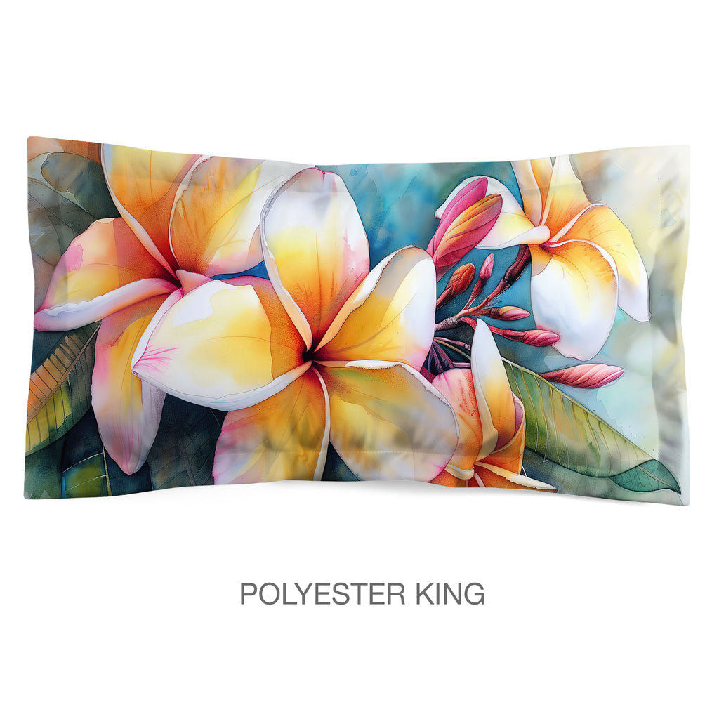 Floral Sham in Cotton or Polyester, Plumeria Frangipani