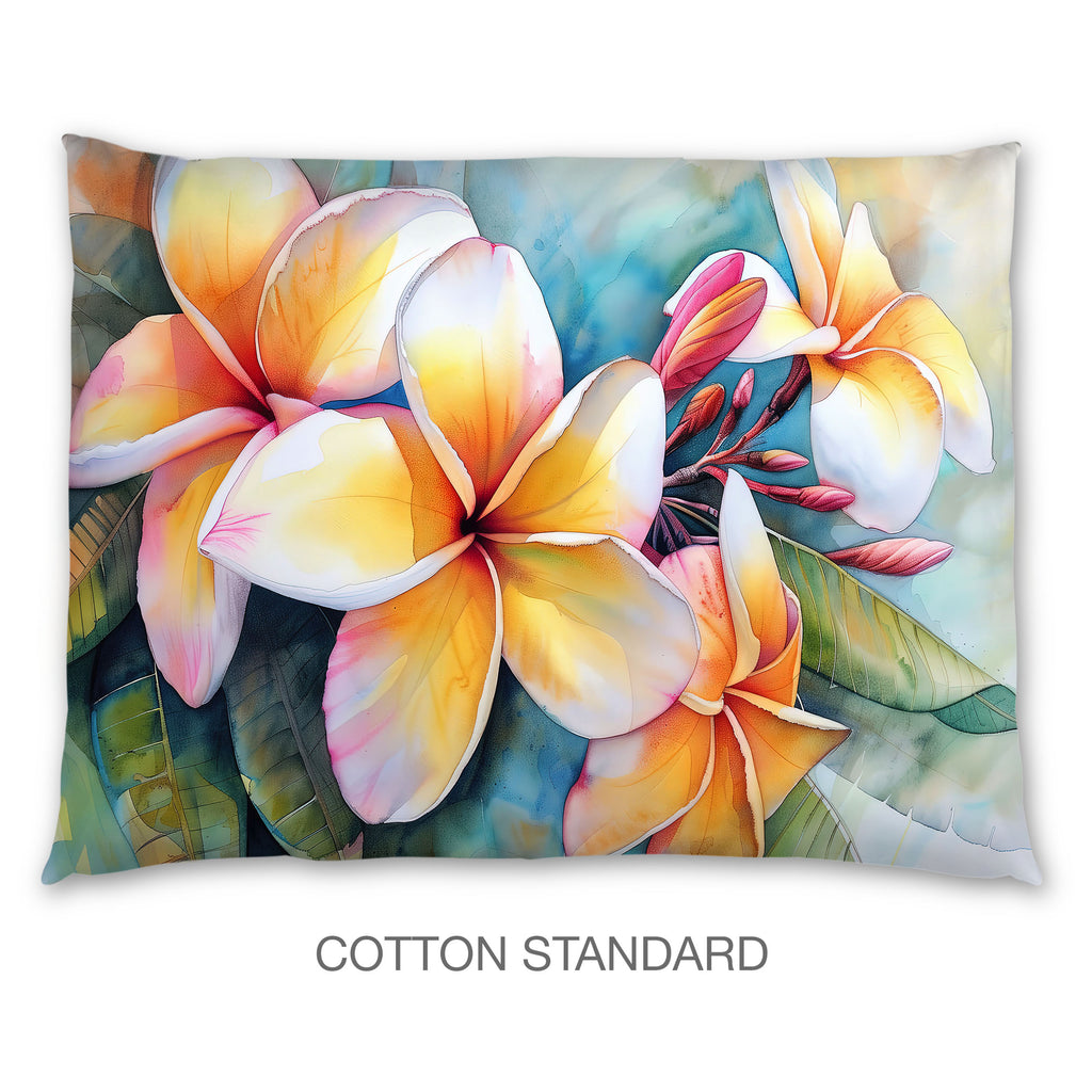 Floral Sham in Cotton or Polyester, Plumeria Frangipani