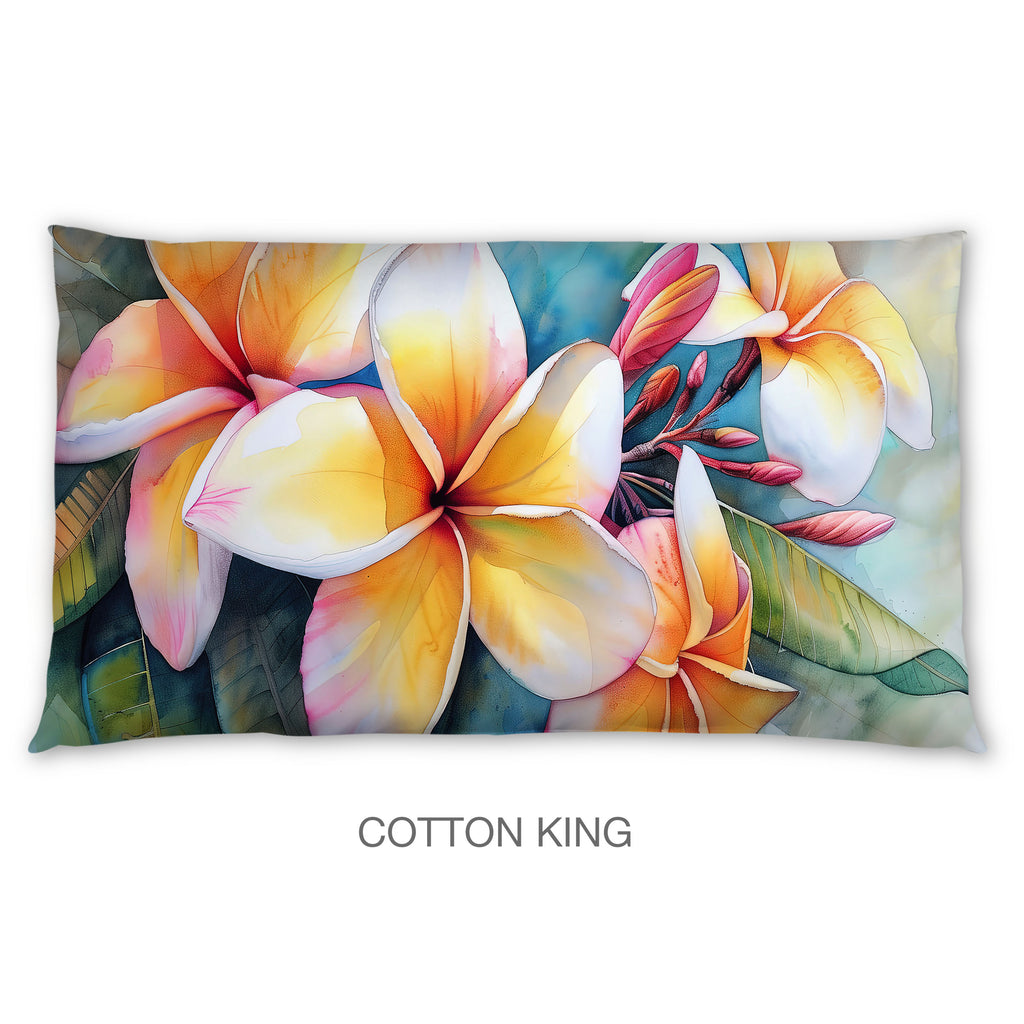 Floral Sham in Cotton or Polyester, Plumeria Frangipani