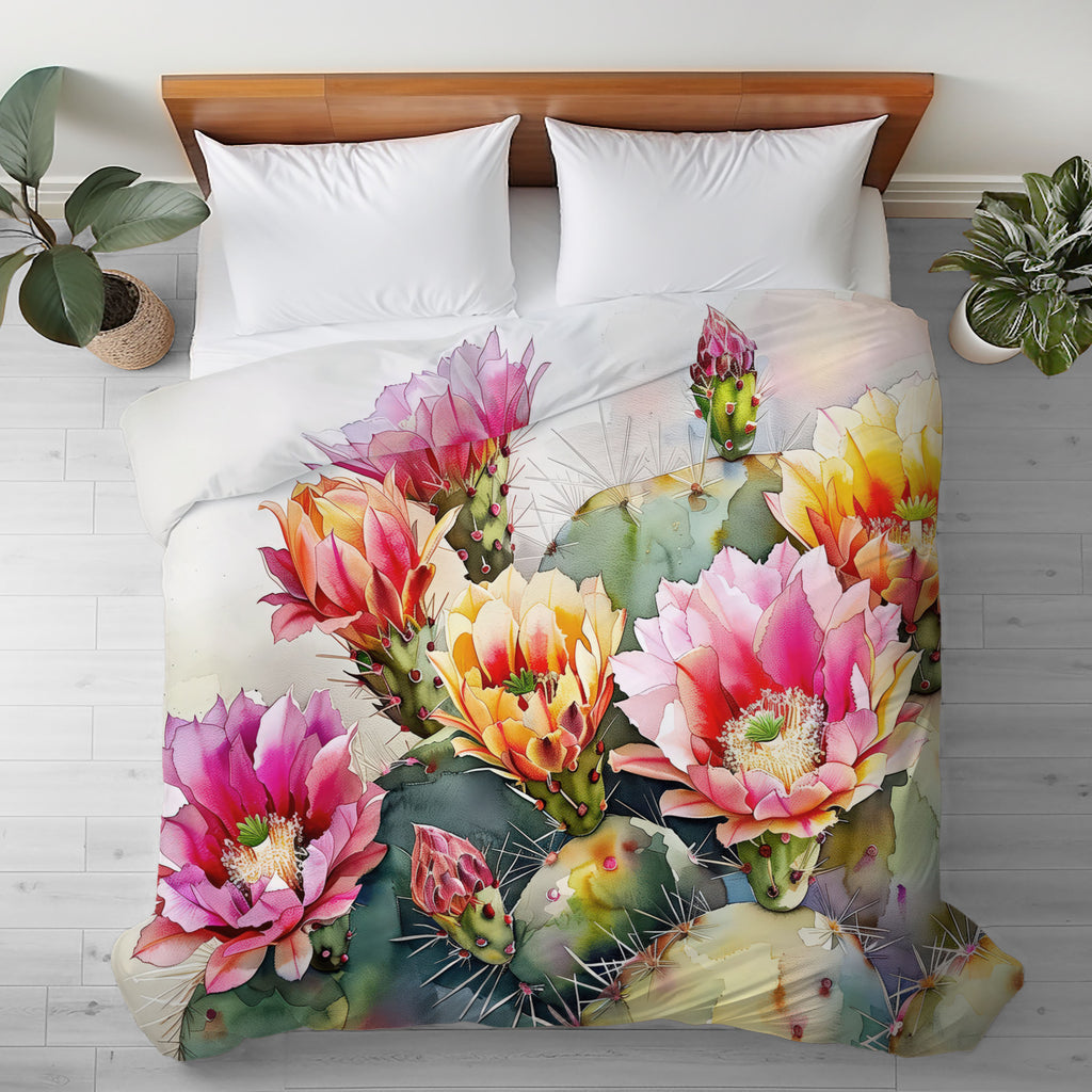 Floral Duvet Cover, Prickly Pear
