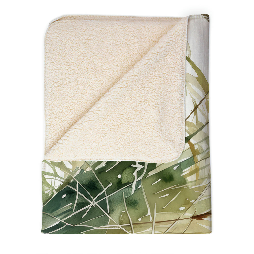 Floral Sherpa Fleece Throw, Sea Oats