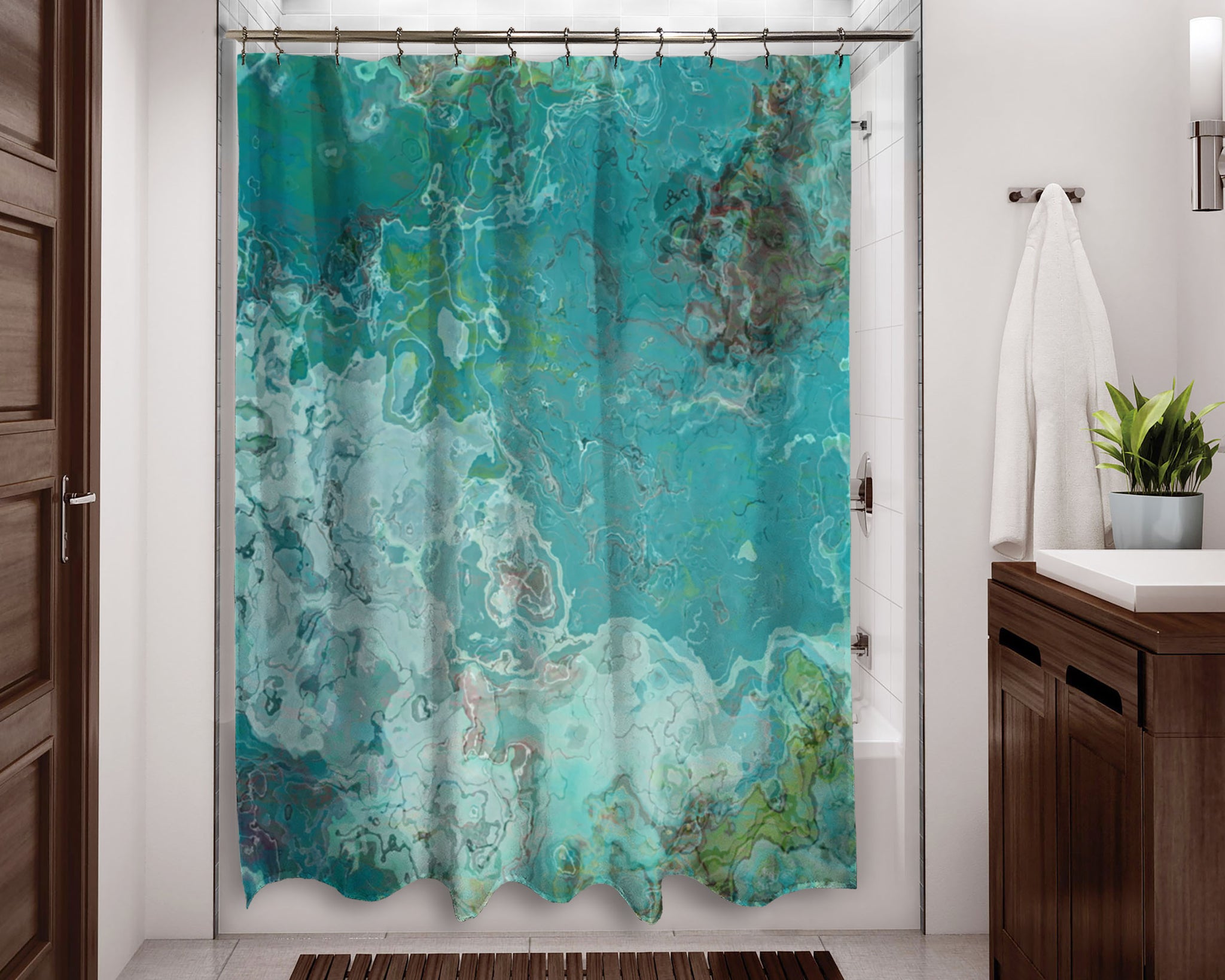Abstract Shower Curtain Contemporary Bathroom Decor Soft Concept Art Home