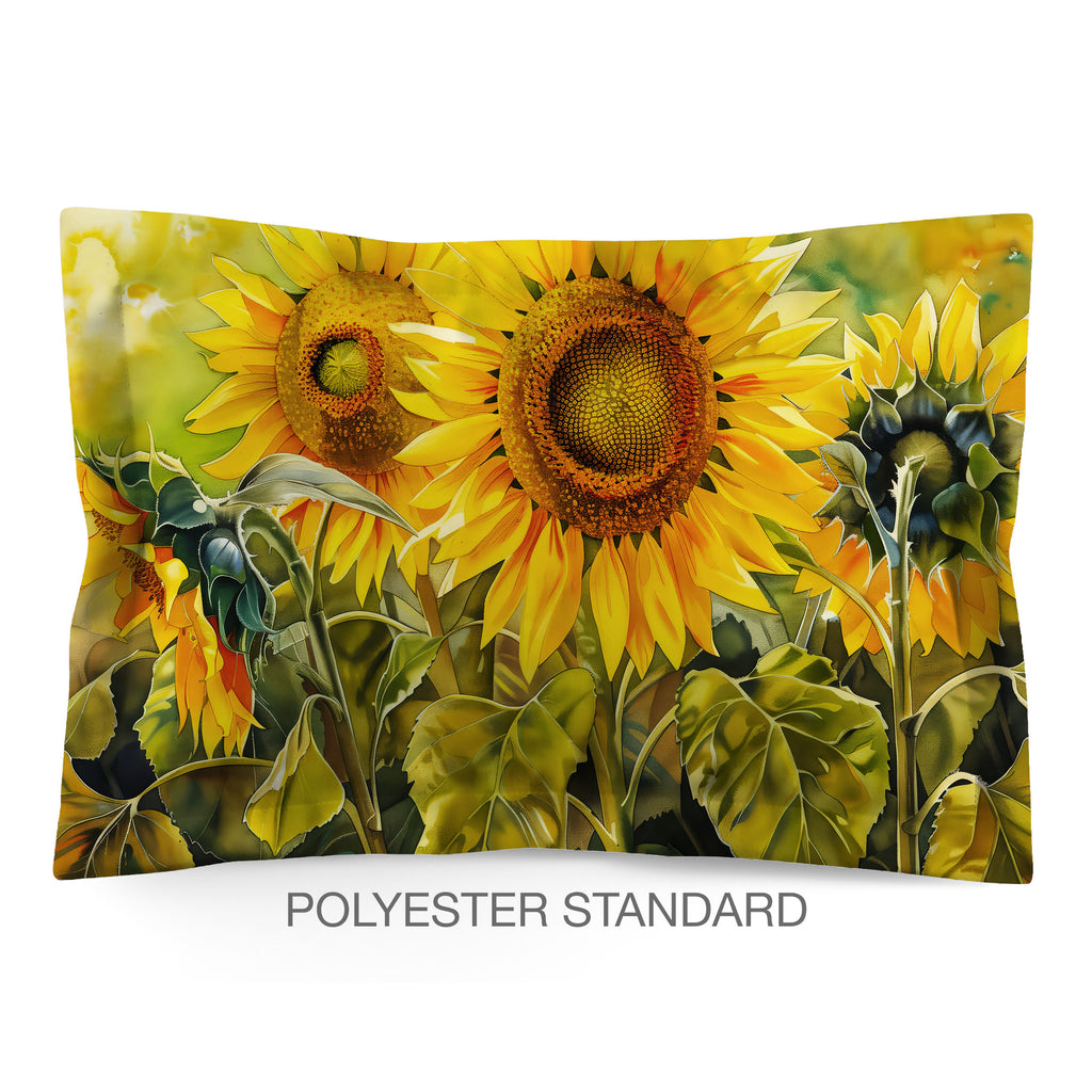 Floral Sham in Cotton or Polyester, Sunflower