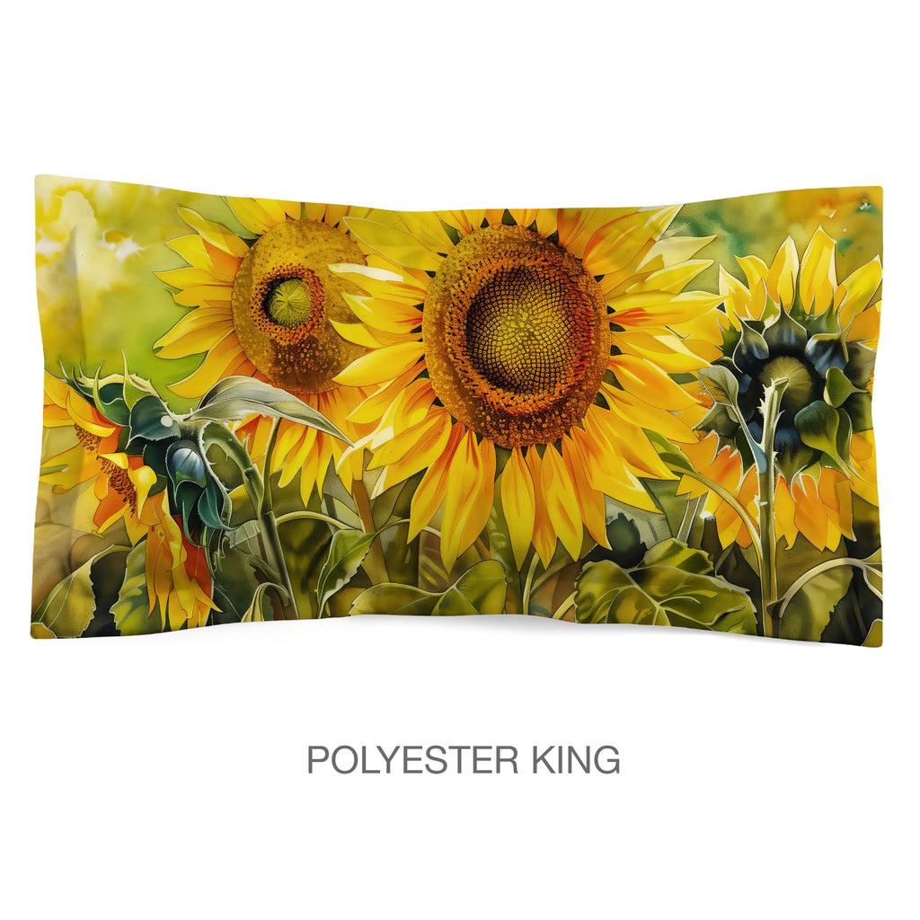 Floral Sham in Cotton or Polyester, Sunflower