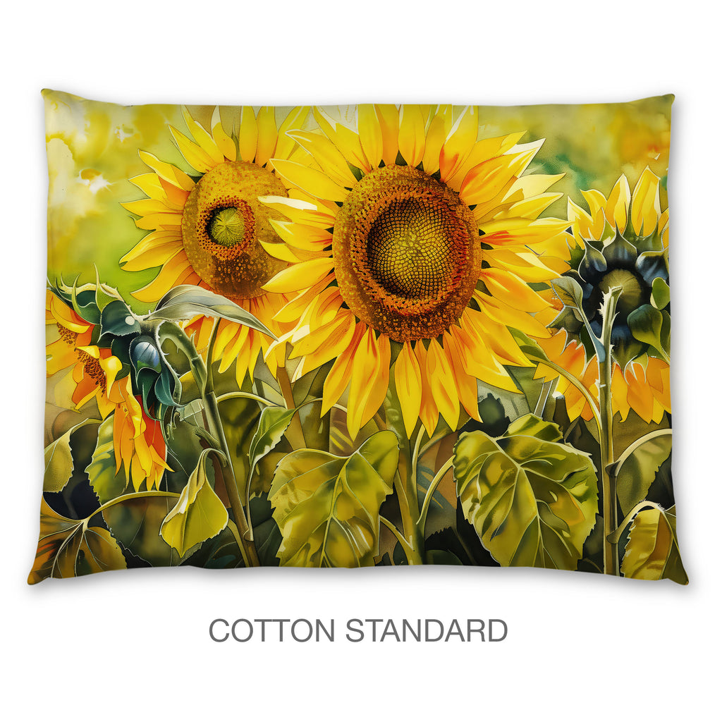 Floral Sham in Cotton or Polyester, Sunflower