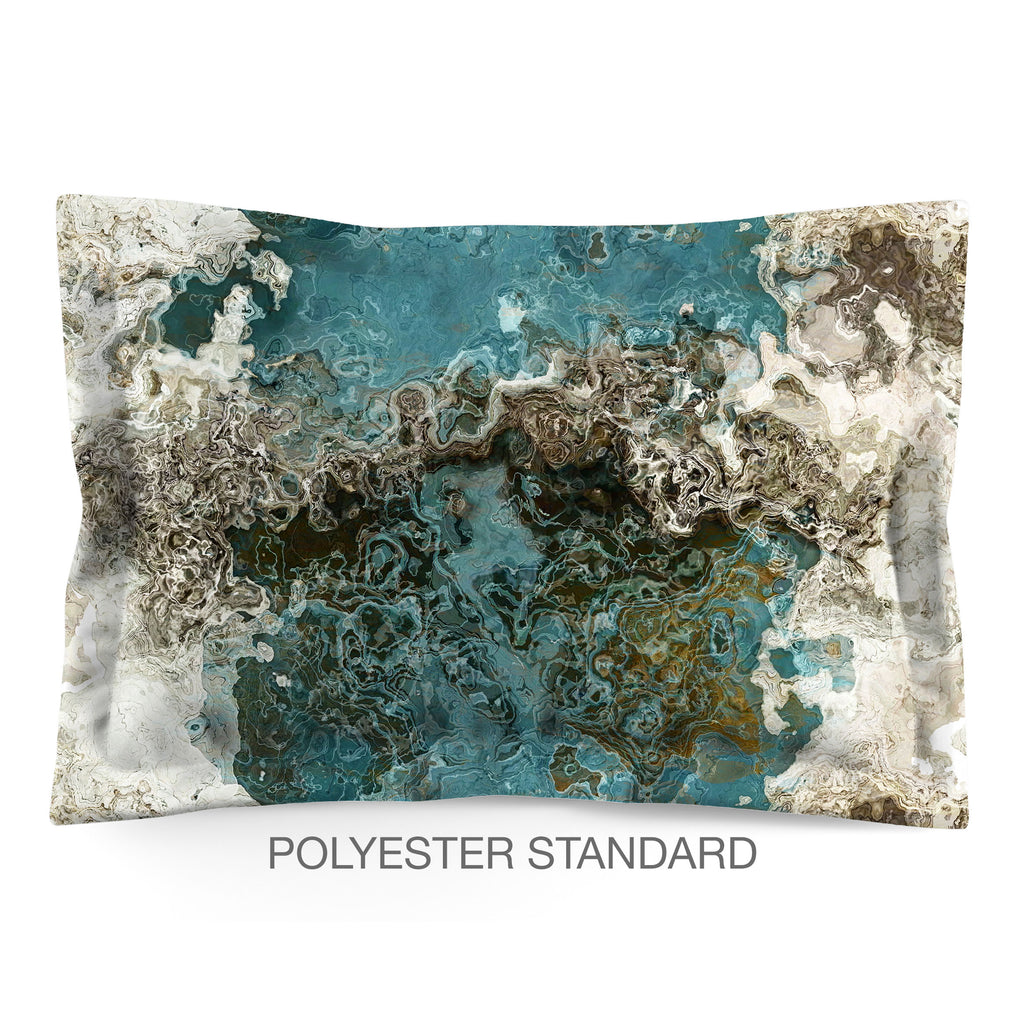 Abstract Shams in Cotton or Polyester, Teal Aesthetic