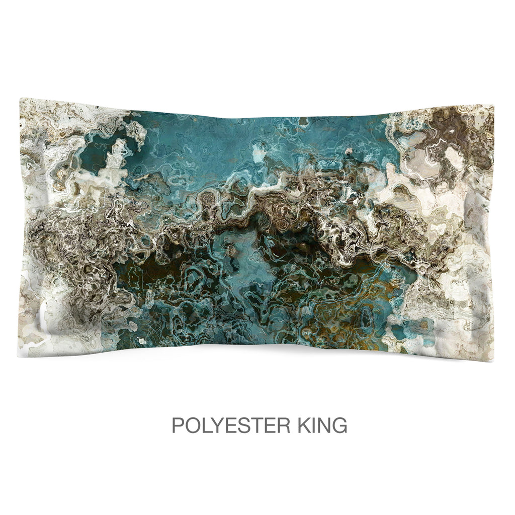 Abstract Shams in Cotton or Polyester, Teal Aesthetic