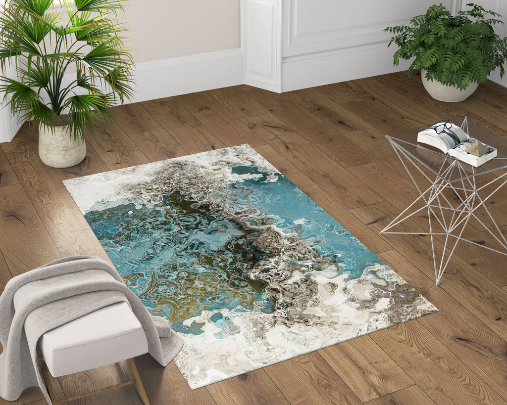 Area Rug, Teal Aesthetic