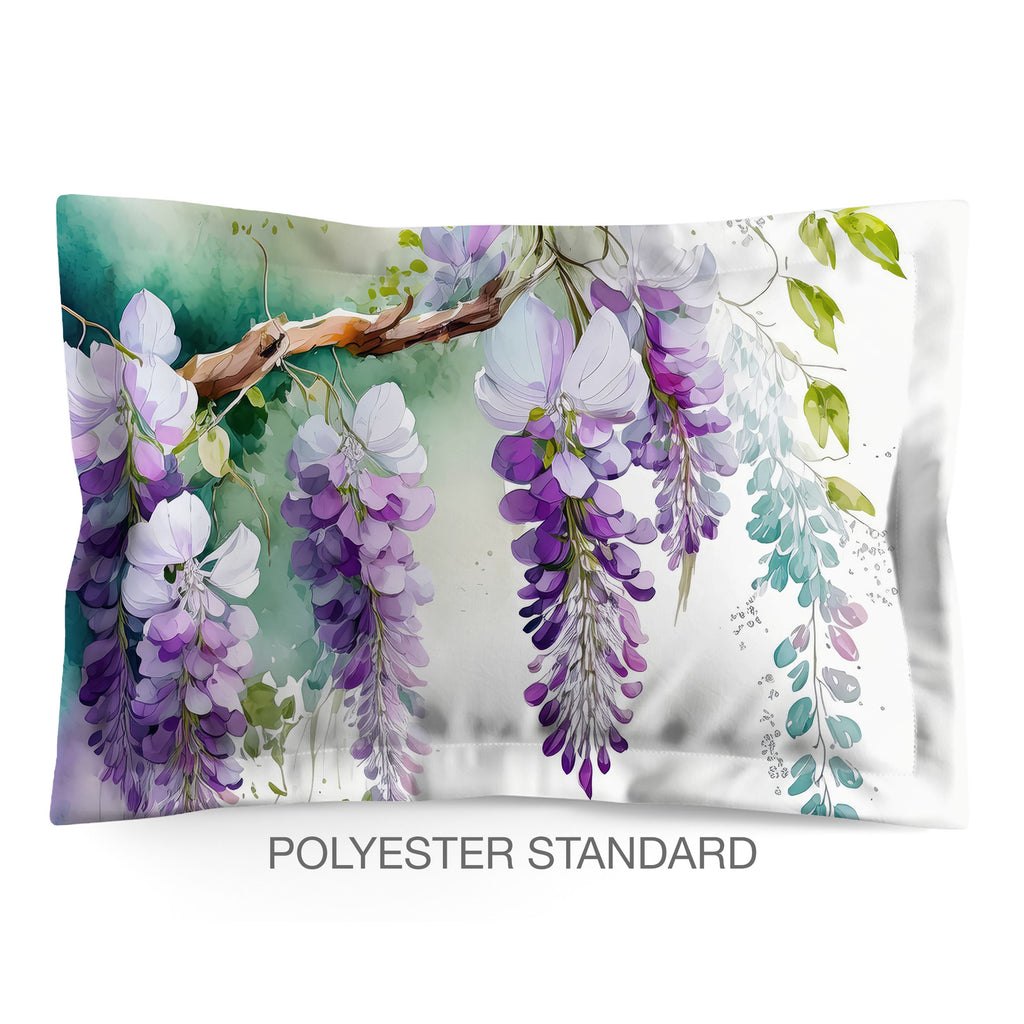 Floral Sham in Cotton or Polyester, Wisteria