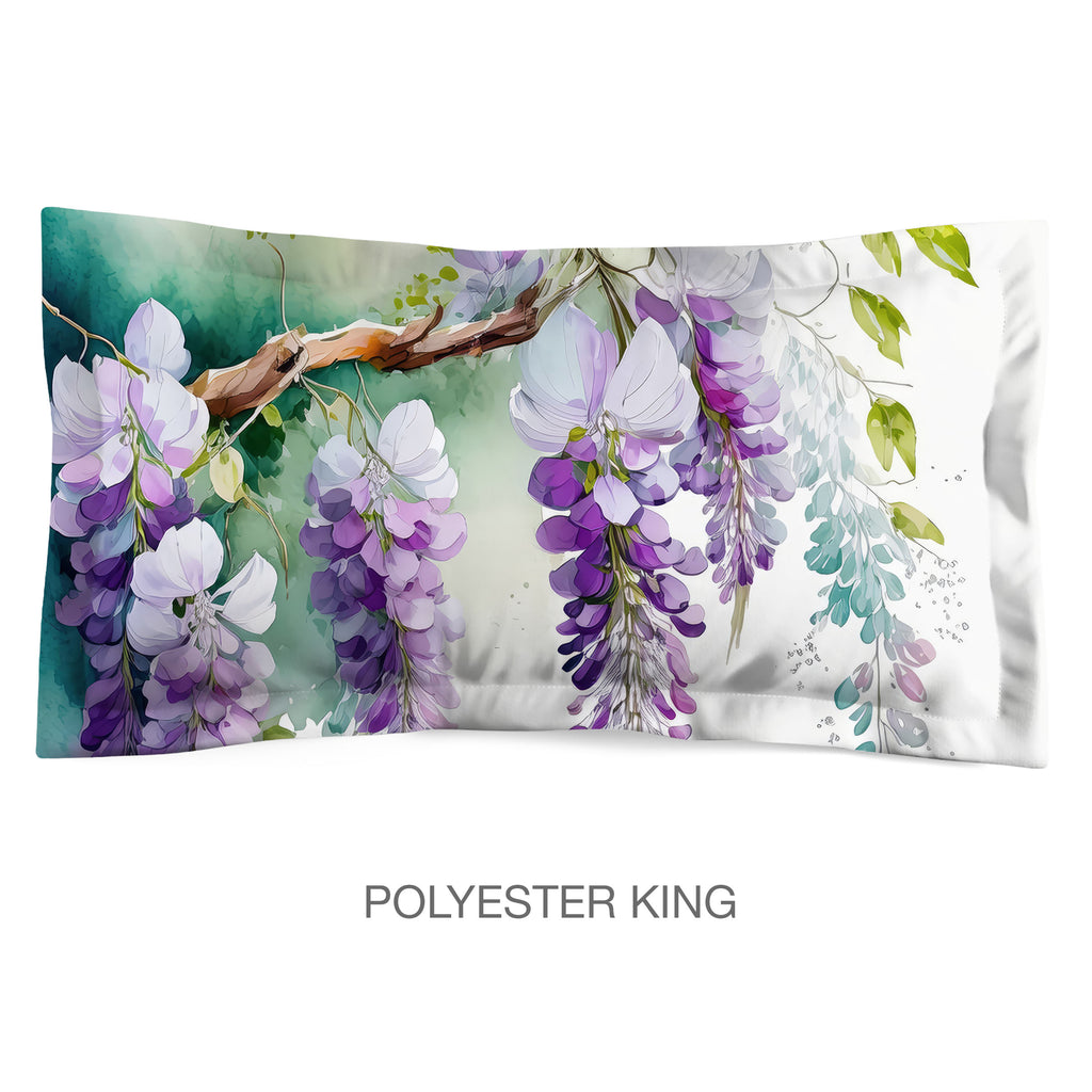 Floral Sham in Cotton or Polyester, Wisteria