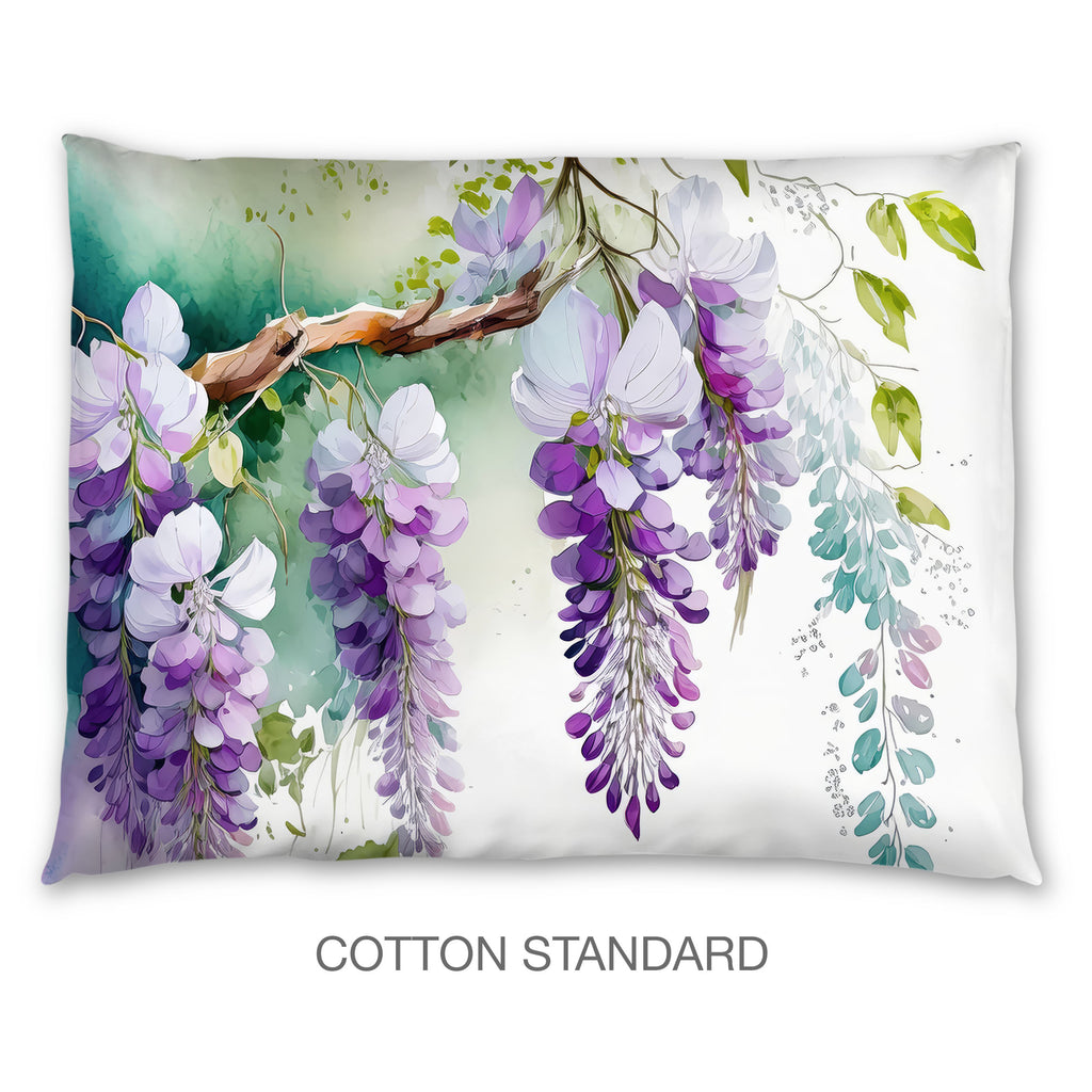 Floral Sham in Cotton or Polyester, Wisteria