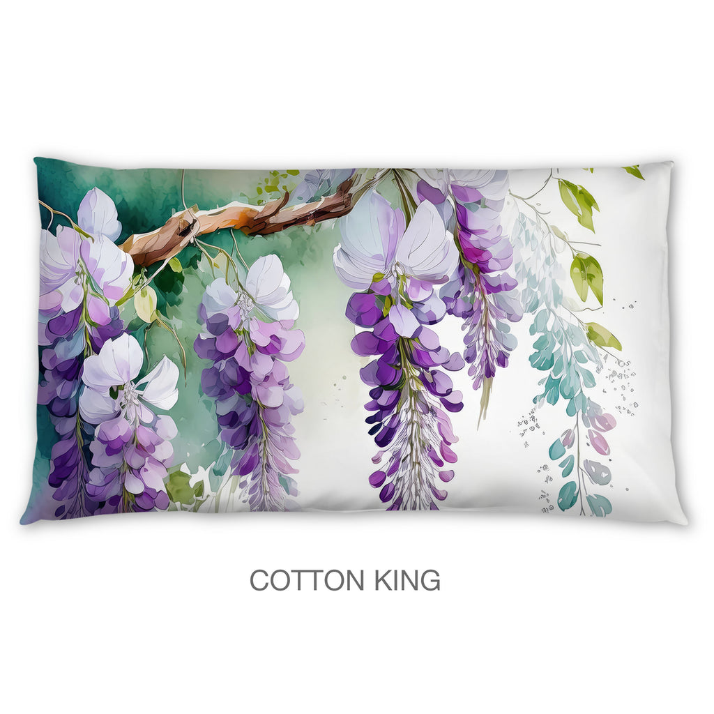 Floral Sham in Cotton or Polyester, Wisteria