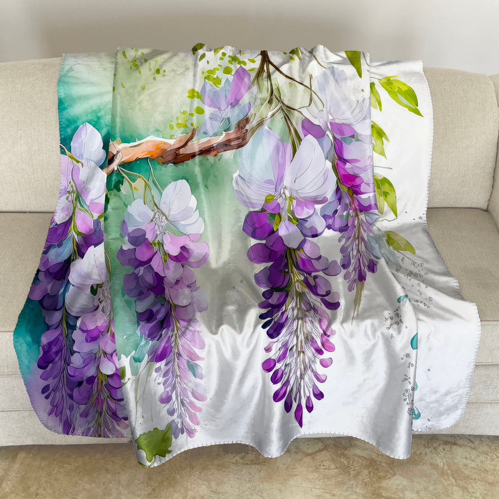 Floral Sherpa Fleece Throw, Wisteria