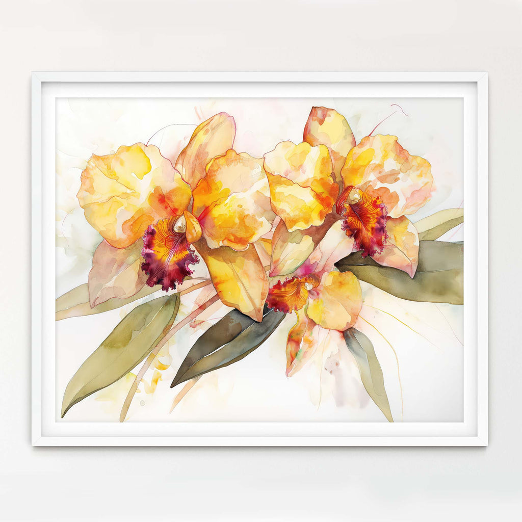 Floral Art Paper Print, Yellow Orchid