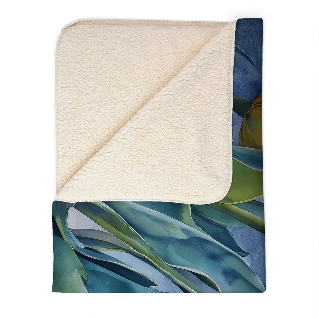 Floral Sherpa Fleece Throw, Yellow Tulips