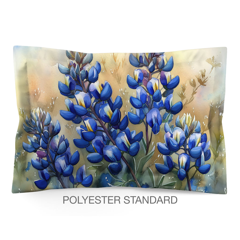Floral Sham in Cotton or Polyester, Bluebonnets
