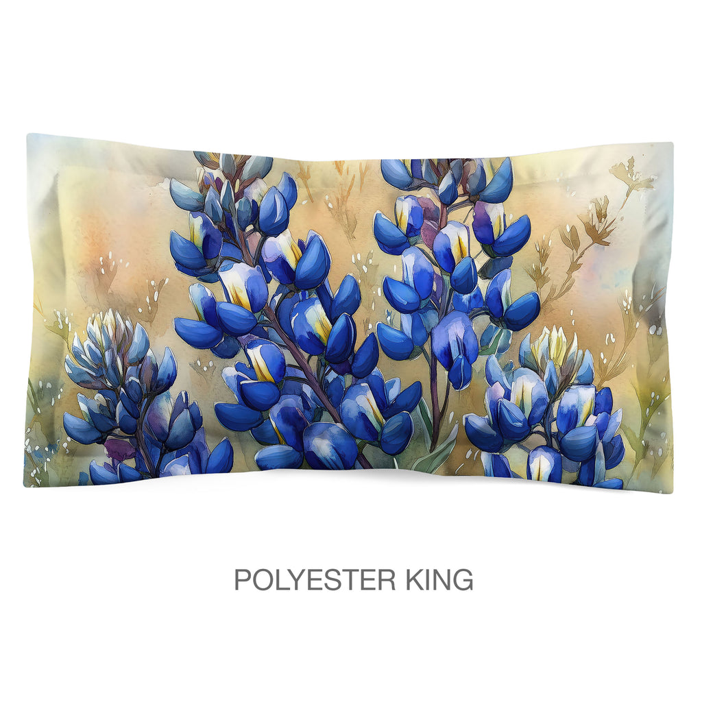 Floral Sham in Cotton or Polyester, Bluebonnets