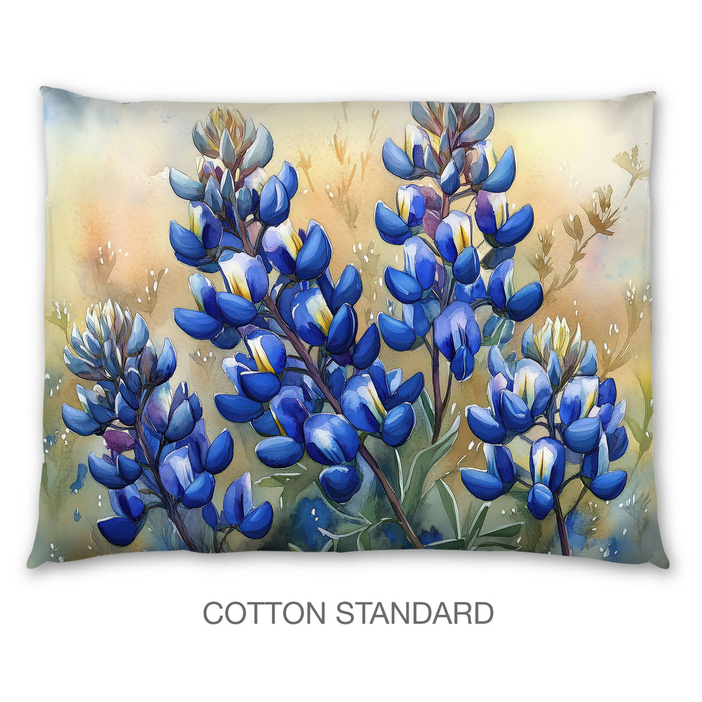 Floral Sham in Cotton or Polyester, Bluebonnets