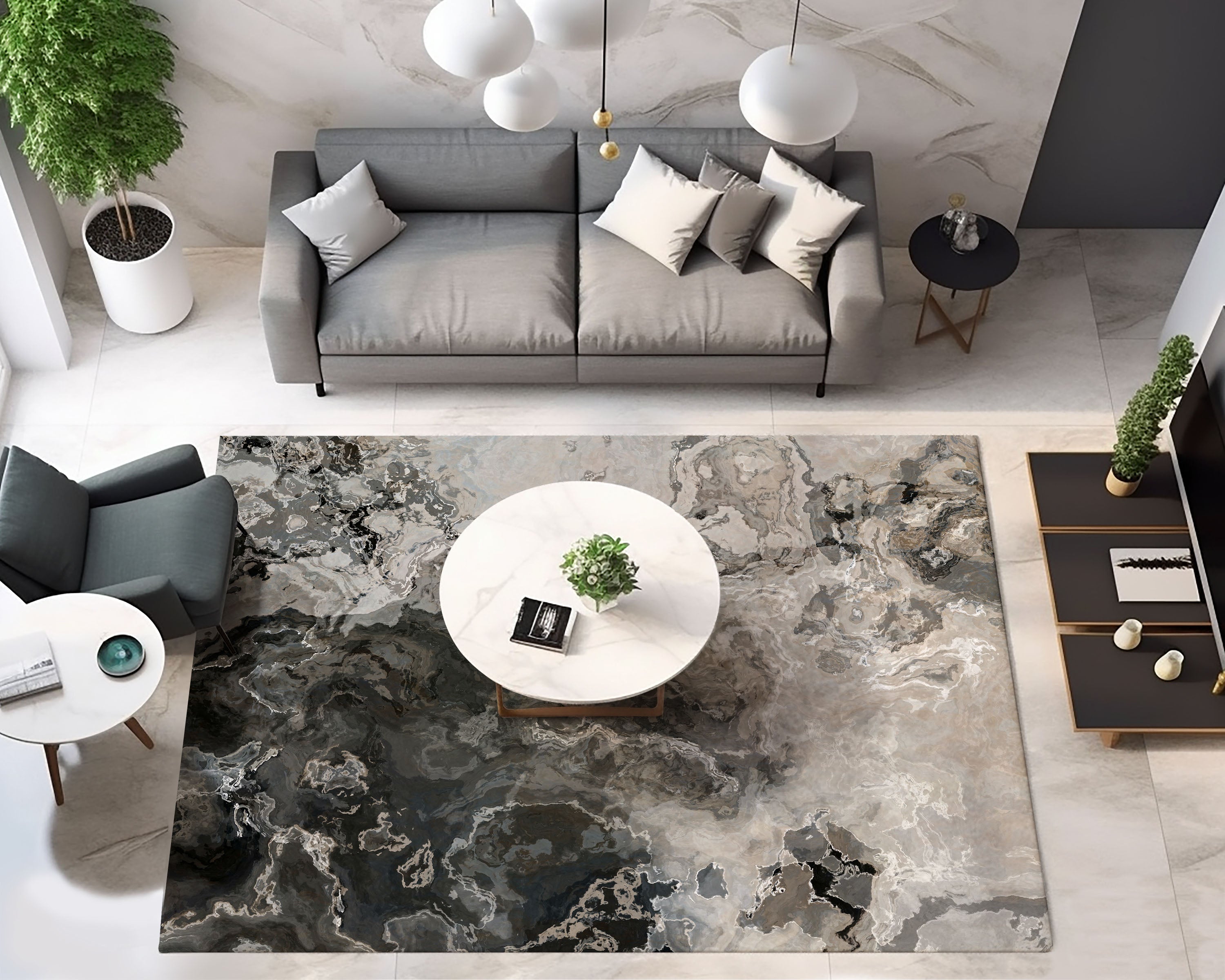 Area Rug with Abstract Art, 2x3 to 8x10, in Warm Gray – Abstract Art Home