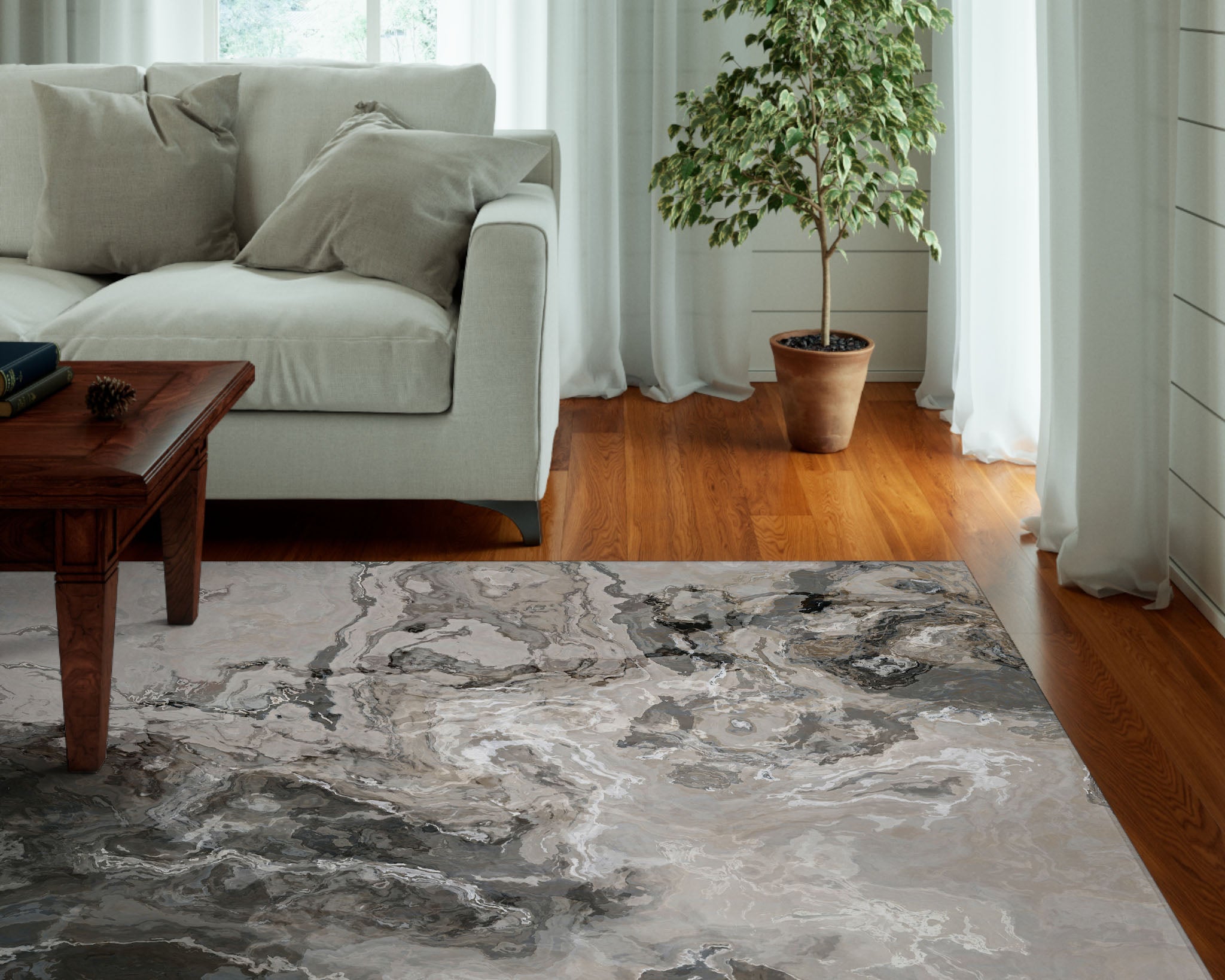 Area Rug with Abstract Art, 2x3 to 8x10, in Warm Gray – Abstract Art Home