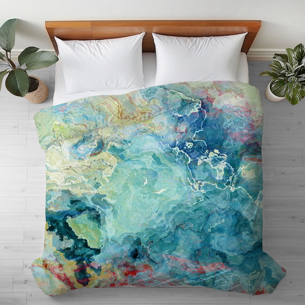 Abstract King, Queen or Twin Duvet Cover, Cool Cucumber