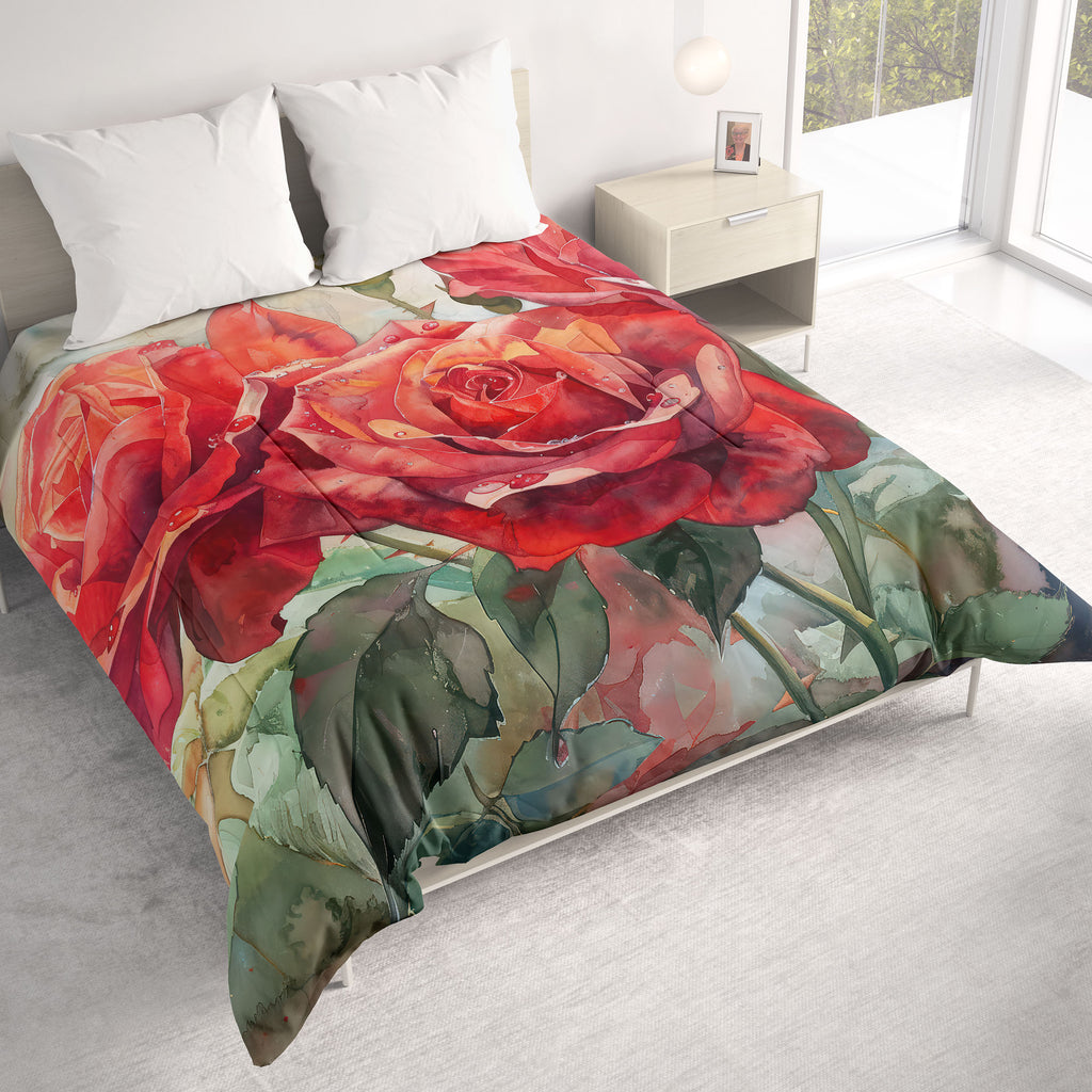 Floral Comforter, Red Roses