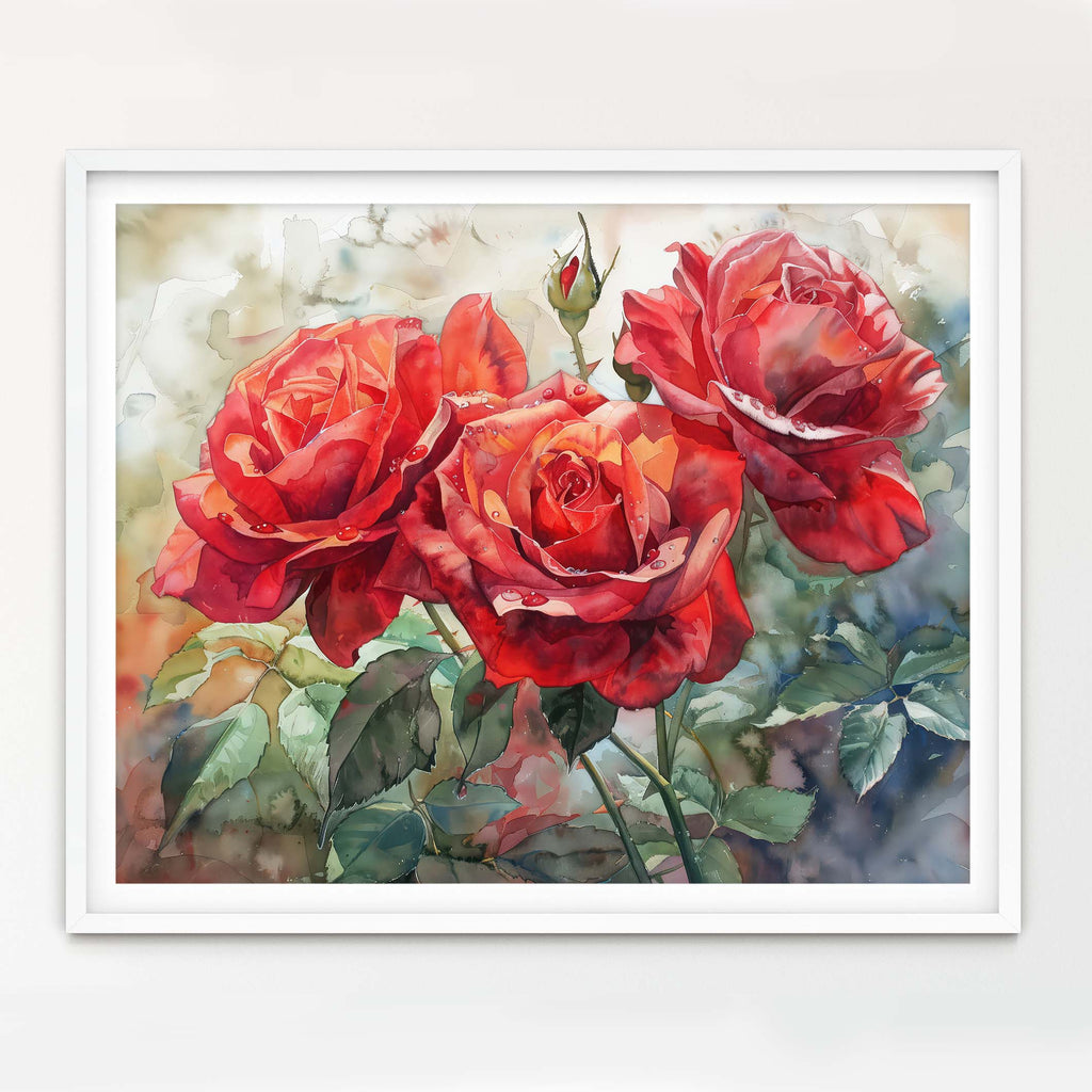 Floral Art Paper Print, Red Roses