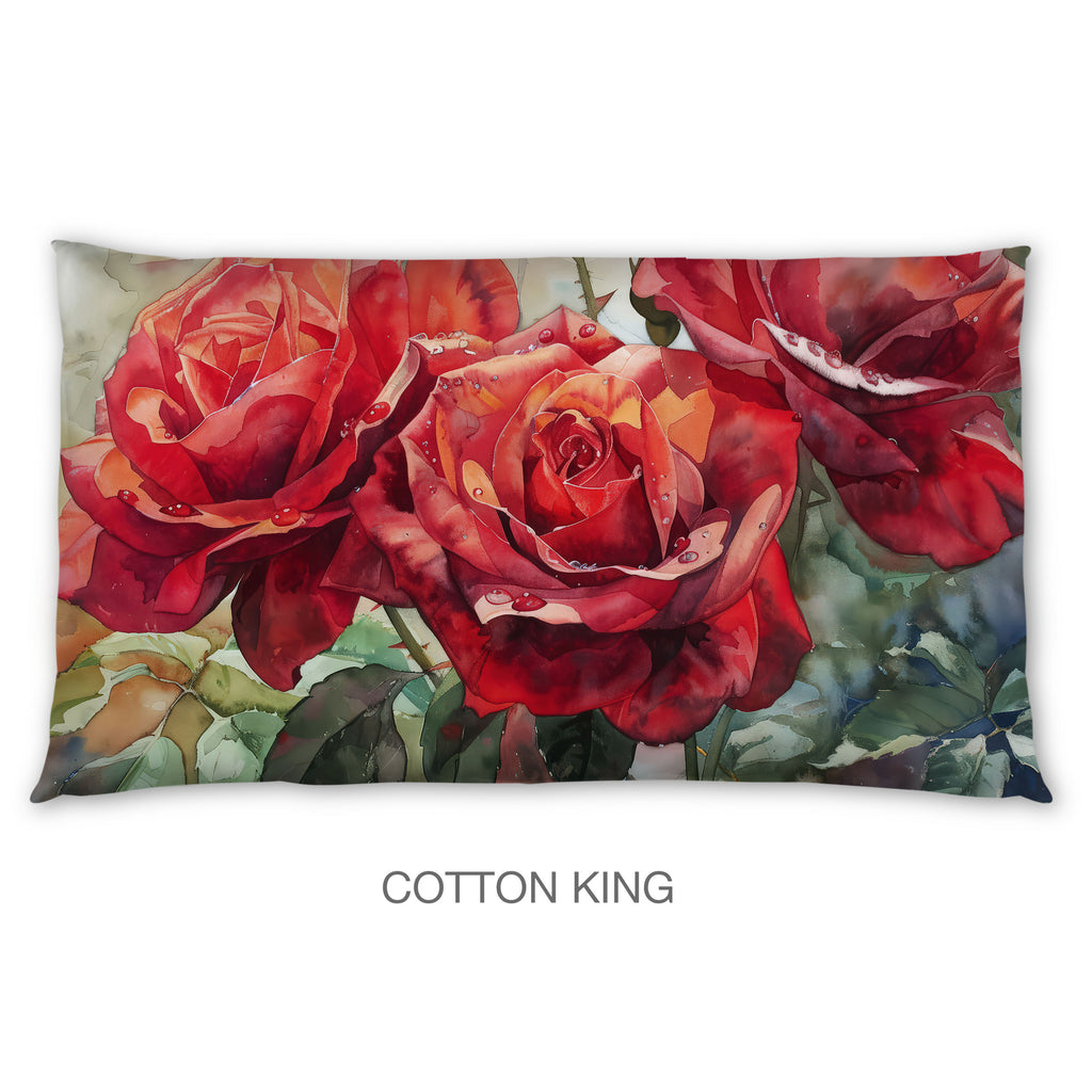 Floral Sham in Cotton or Polyester, Red Roses