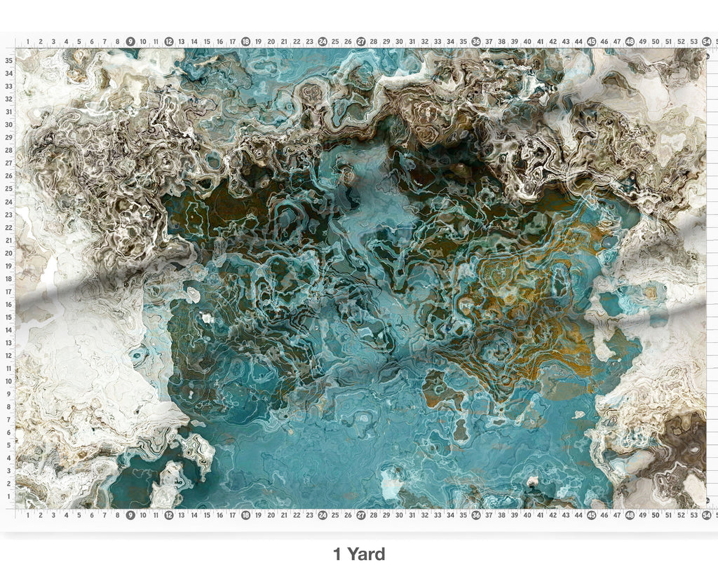 Abstract Fabric by the Yard, Teal Aesthetic